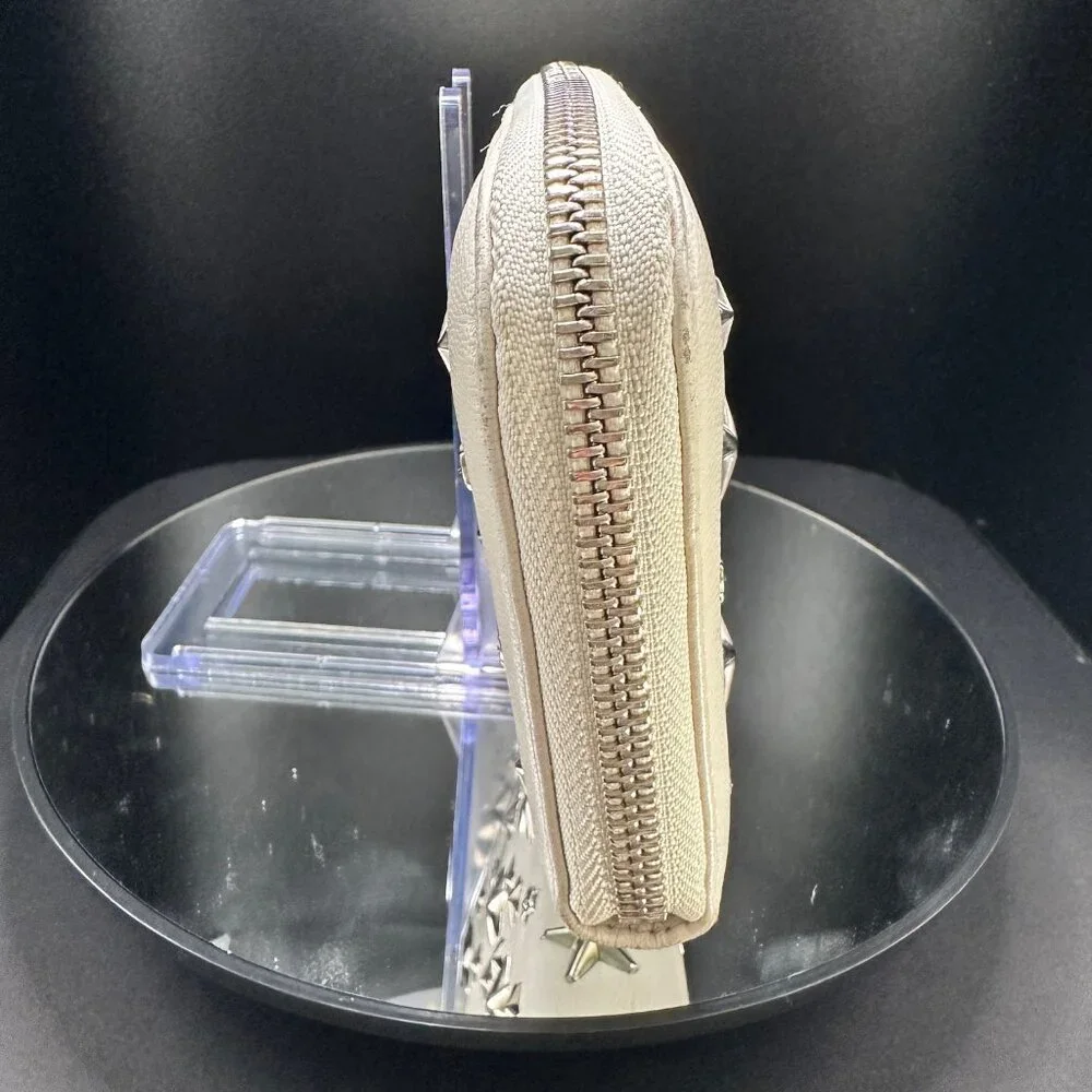 JIMMY CHOO Filipa Star-Studded Zip-Around Leather Wallet - EUC